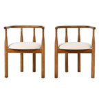 Chaises de salle à manger GDFStudio Katya de style moderne du milieu du siècle en bois d'hévéa avec dossier incurvé (lot de 2)