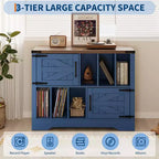 Meuble de rangement pour disques vinyles de 99 cm, meuble de lecture de disques vinyles en bois de style ferme avec armoire de rangement et 2 portes coulissantes pour salon ou chambre à coucher
