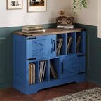 Meuble de rangement pour disques vinyles de 99 cm, meuble de lecture de disques vinyles en bois de style ferme avec armoire de rangement et 2 portes coulissantes pour salon ou chambre à coucher