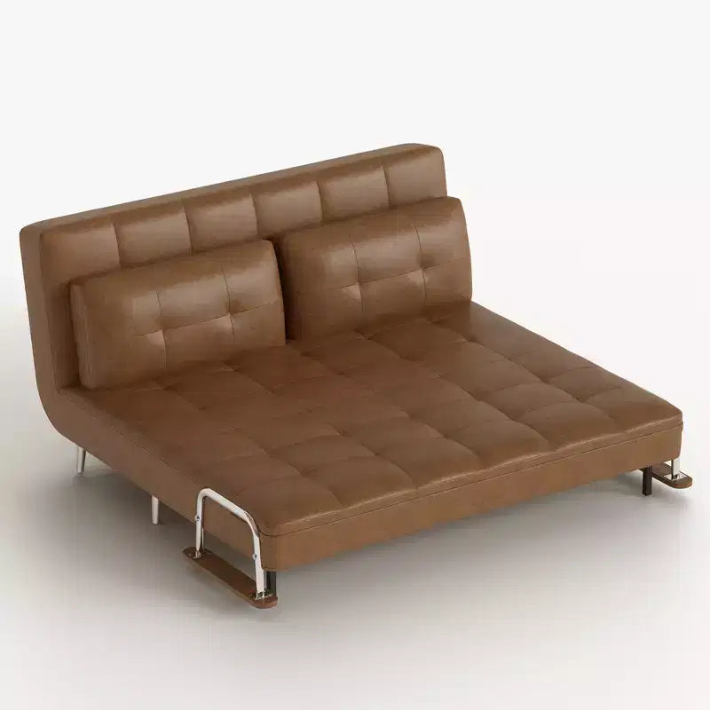 Canapé-lit convertible mi-siècle moderne Gaoyangjiaju en similicuir cognac de 70,86 po avec mousse haute densité et pieds de soutien cachés