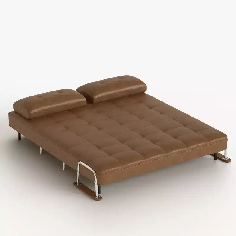 Canapé-lit convertible mi-siècle moderne Gaoyangjiaju en similicuir cognac de 70,86 po avec mousse haute densité et pieds de soutien cachés