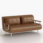 Canapé-lit convertible mi-siècle moderne Gaoyangjiaju en similicuir cognac de 70,86 po avec mousse haute densité et pieds de soutien cachés