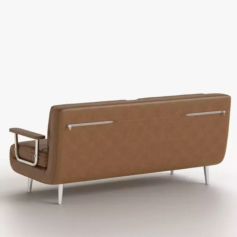 Canapé-lit convertible mi-siècle moderne Gaoyangjiaju en similicuir cognac de 70,86 po avec mousse haute densité et pieds de soutien cachés