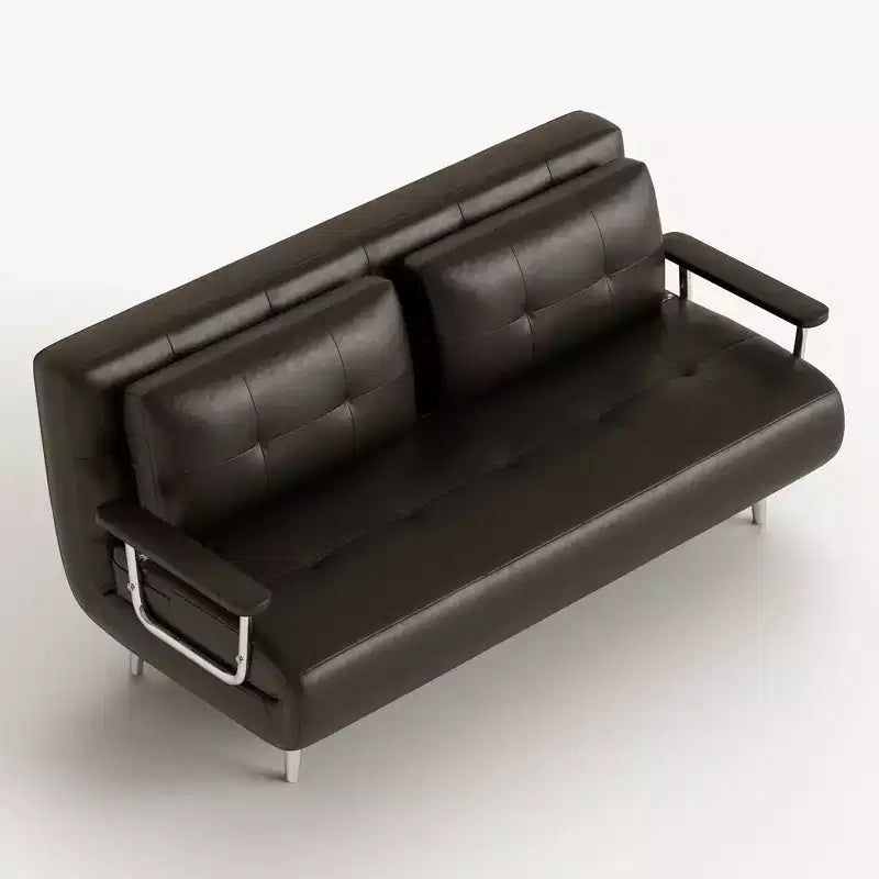 Canapé-lit convertible mi-siècle moderne Gaoyangjiaju en similicuir cognac de 70,86 po avec mousse haute densité et pieds de soutien cachés