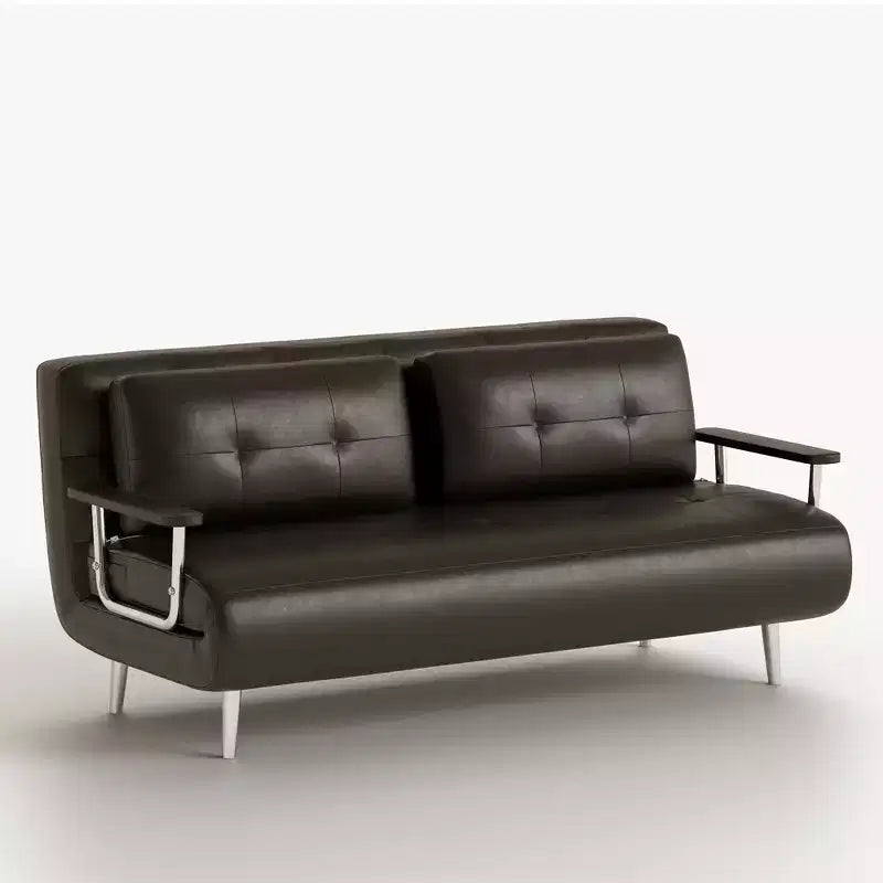 Canapé-lit convertible mi-siècle moderne Gaoyangjiaju en similicuir cognac de 70,86 po avec mousse haute densité et pieds de soutien cachés
