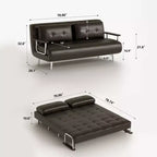 Canapé-lit convertible mi-siècle moderne Gaoyangjiaju en similicuir cognac de 70,86 po avec mousse haute densité et pieds de soutien cachés