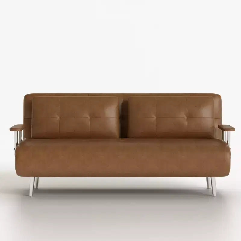 Canapé-lit convertible mi-siècle moderne Gaoyangjiaju en similicuir cognac de 70,86 po avec mousse haute densité et pieds de soutien cachés