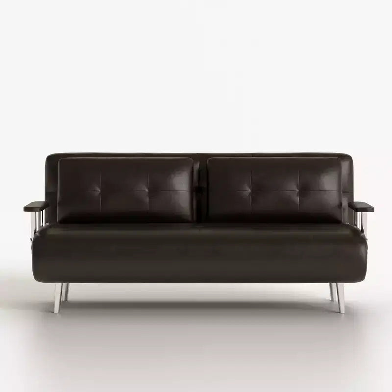 70.86 in. Mid Century Modern Cognac Faux Leather Convertible Sofa Bed with High Density Foam and Hidden Support Legs Gaoyangjiaju