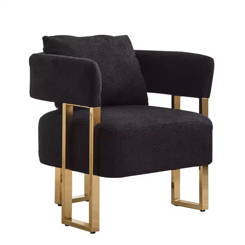 Lot de 2 fauteuils d'appoint modernes rembourrés avec pieds en métal doré pour salon, chambre ou bureau
