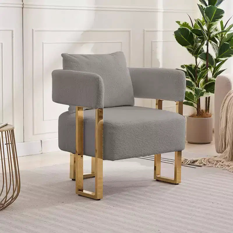Lot de 2 fauteuils d'appoint modernes rembourrés avec pieds en métal doré pour salon, chambre ou bureau