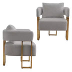 Lot de 2 fauteuils d'appoint modernes rembourrés avec pieds en métal doré pour salon, chambre ou bureau