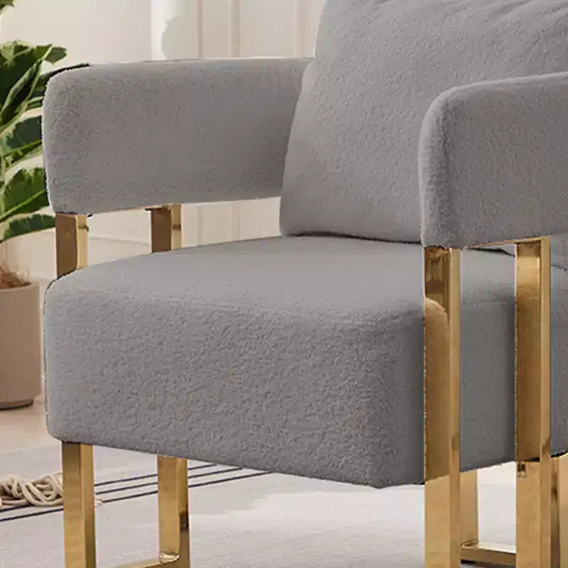 Lot de 2 fauteuils d'appoint modernes rembourrés avec pieds en métal doré pour salon, chambre ou bureau