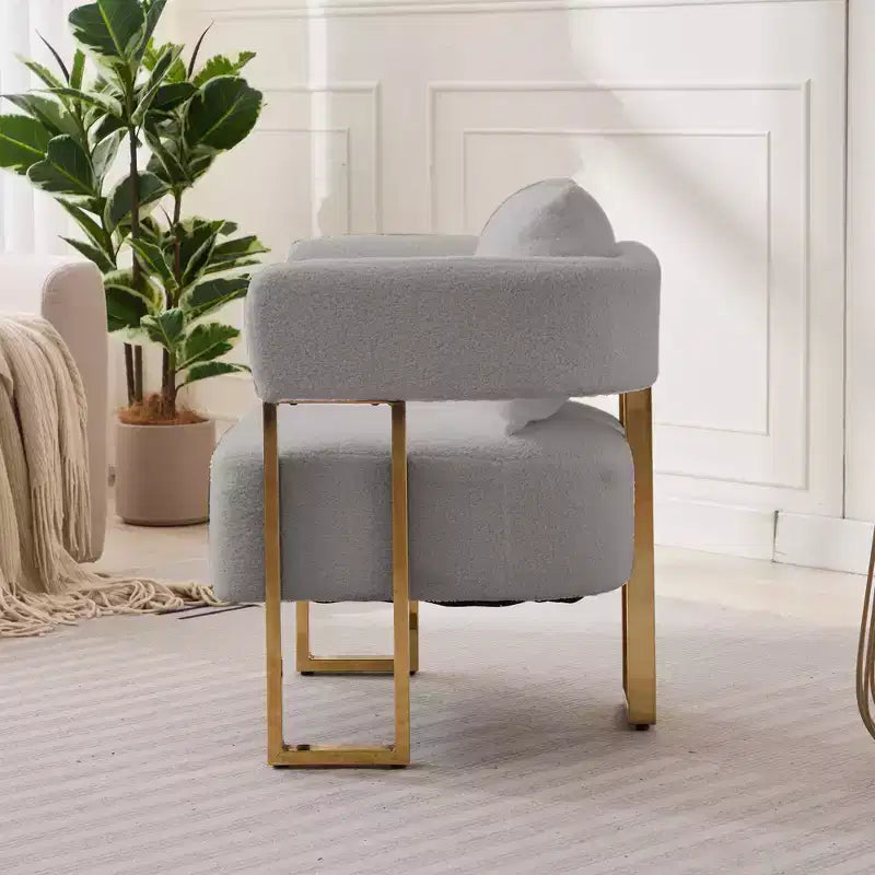 Lot de 2 fauteuils d'appoint modernes rembourrés avec pieds en métal doré pour salon, chambre ou bureau