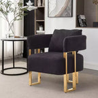 Lot de 2 fauteuils d'appoint modernes rembourrés avec pieds en métal doré pour salon, chambre ou bureau
