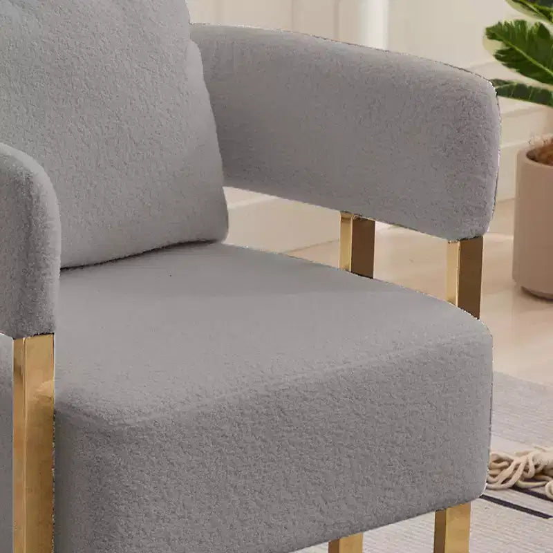 Lot de 2 fauteuils d'appoint modernes rembourrés avec pieds en métal doré pour salon, chambre ou bureau