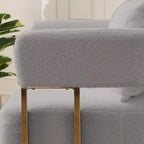 Lot de 2 fauteuils d'appoint modernes rembourrés avec pieds en métal doré pour salon, chambre ou bureau
