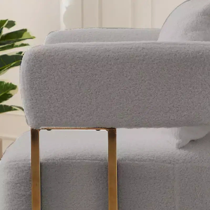 Lot de 2 fauteuils d'appoint modernes rembourrés avec pieds en métal doré pour salon, chambre ou bureau