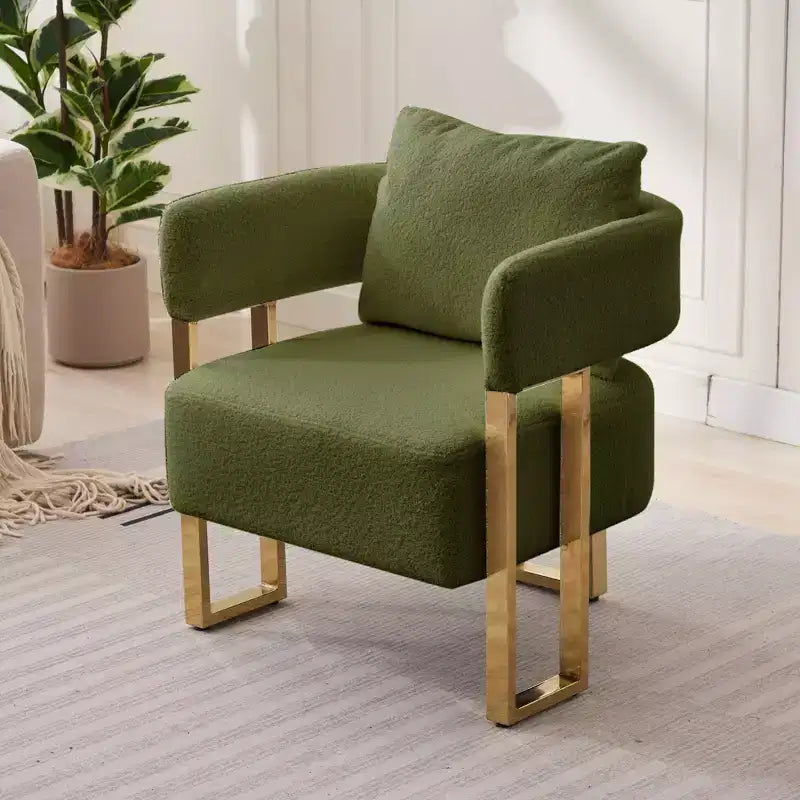 Lot de 2 fauteuils d'appoint modernes rembourrés avec pieds en métal doré pour salon, chambre ou bureau