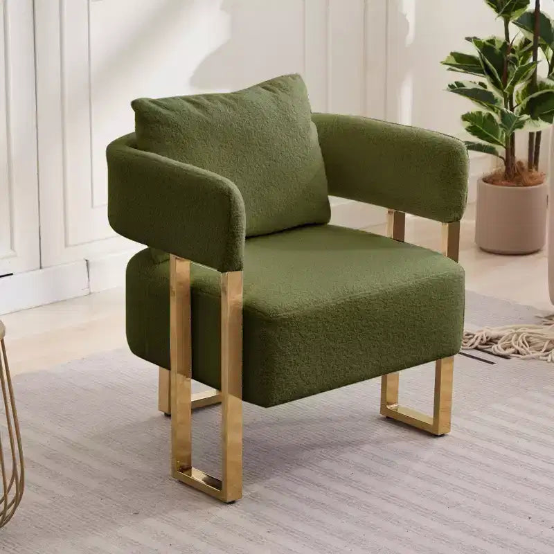 Lot de 2 fauteuils d'appoint modernes rembourrés avec pieds en métal doré pour salon, chambre ou bureau
