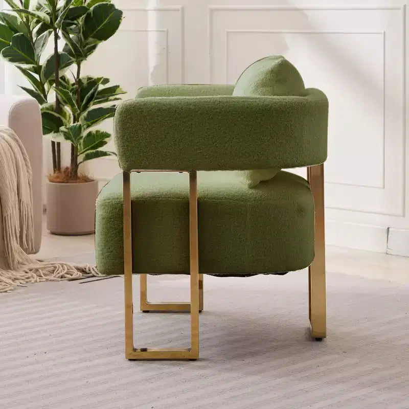 Lot de 2 fauteuils d'appoint modernes rembourrés avec pieds en métal doré pour salon, chambre ou bureau
