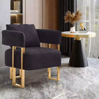 Lot de 2 fauteuils d'appoint modernes rembourrés avec pieds en métal doré pour salon, chambre ou bureau