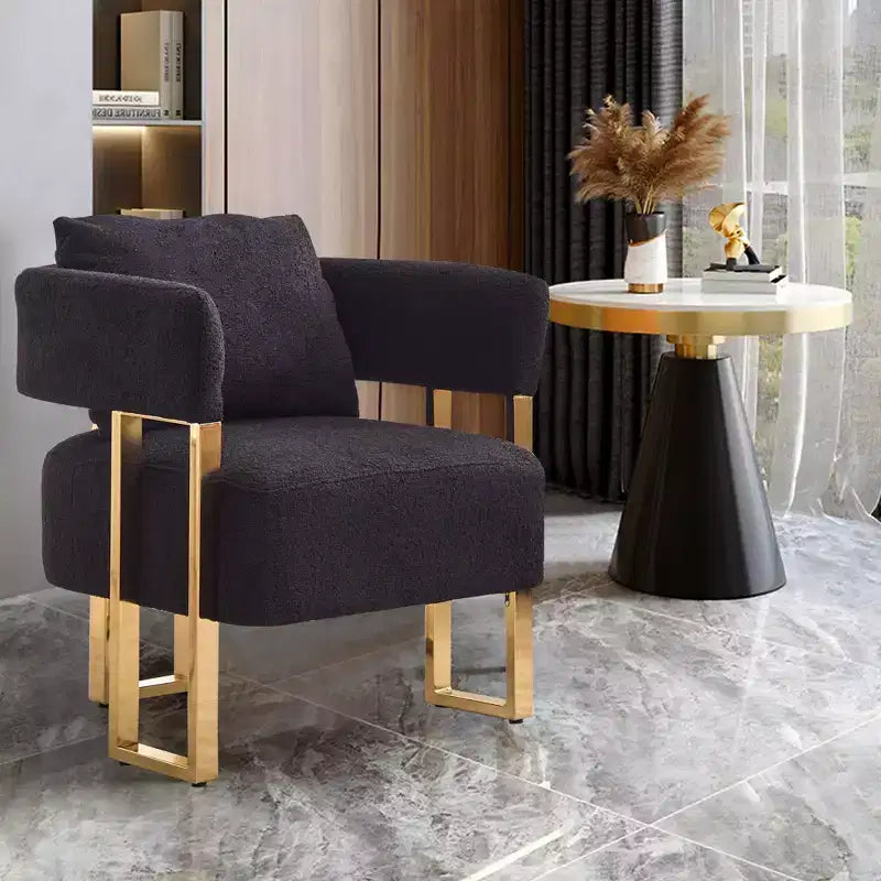 Lot de 2 fauteuils d'appoint modernes rembourrés avec pieds en métal doré pour salon, chambre ou bureau