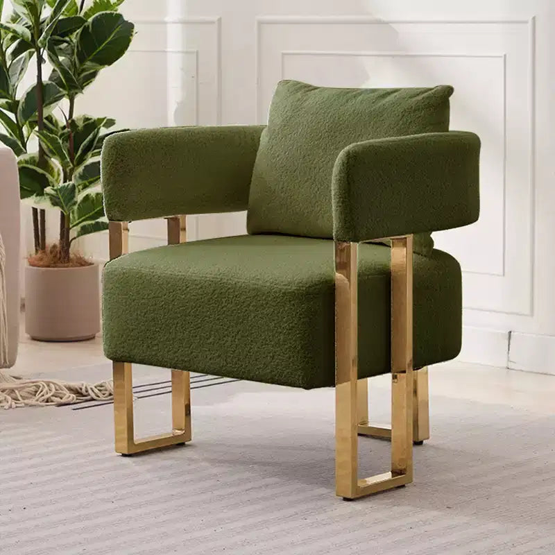 Lot de 2 fauteuils d'appoint modernes rembourrés avec pieds en métal doré pour salon, chambre ou bureau