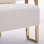 Lot de 2 fauteuils d'appoint modernes rembourrés avec pieds en métal doré pour salon, chambre ou bureau