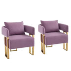 Lot de 2 fauteuils d'appoint modernes rembourrés avec pieds en métal doré pour salon, chambre ou bureau