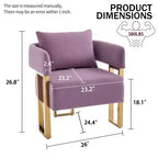 Lot de 2 fauteuils d'appoint modernes rembourrés avec pieds en métal doré pour salon, chambre ou bureau