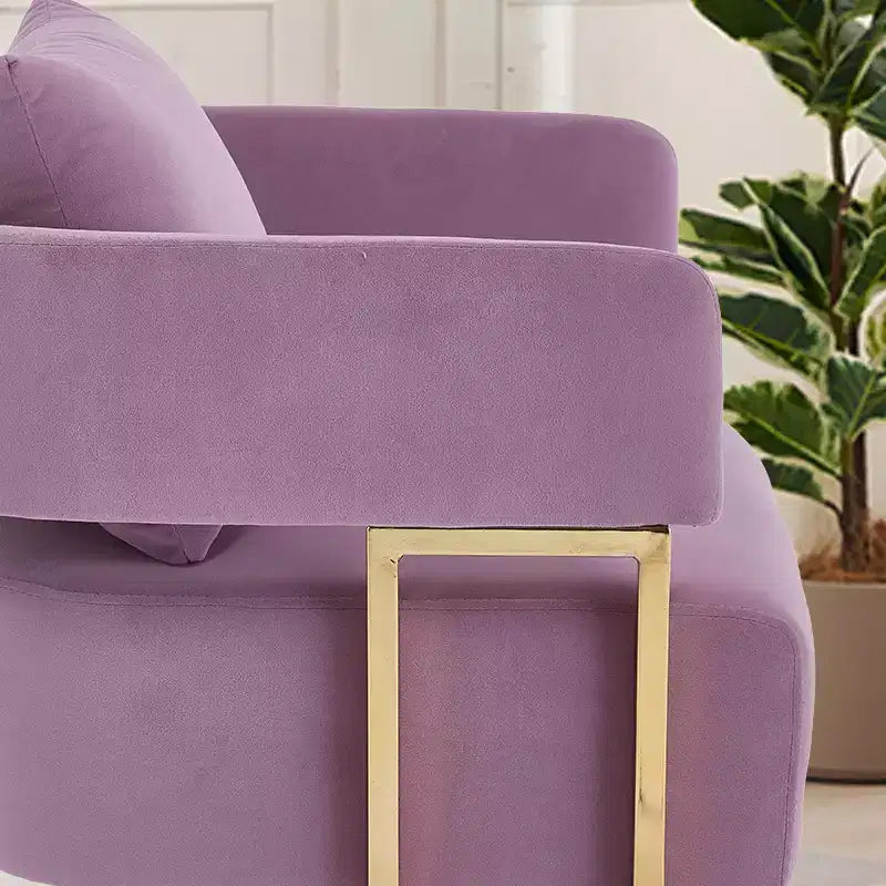 Lot de 2 fauteuils d'appoint modernes rembourrés avec pieds en métal doré pour salon, chambre ou bureau