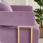 Lot de 2 fauteuils d'appoint modernes rembourrés avec pieds en métal doré pour salon, chambre ou bureau