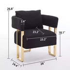 Lot de 2 fauteuils d'appoint modernes rembourrés avec pieds en métal doré pour salon, chambre ou bureau