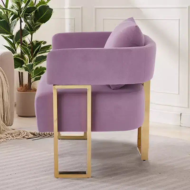 Lot de 2 fauteuils d'appoint modernes rembourrés avec pieds en métal doré pour salon, chambre ou bureau