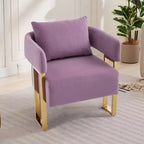 Lot de 2 fauteuils d'appoint modernes rembourrés avec pieds en métal doré pour salon, chambre ou bureau