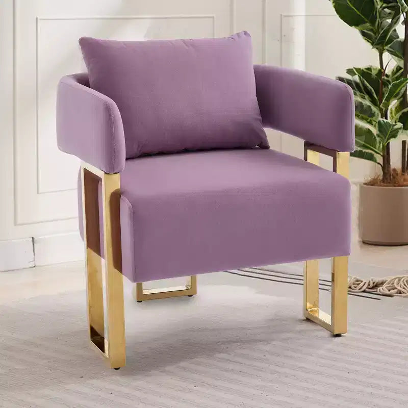Lot de 2 fauteuils d'appoint modernes rembourrés avec pieds en métal doré pour salon, chambre ou bureau