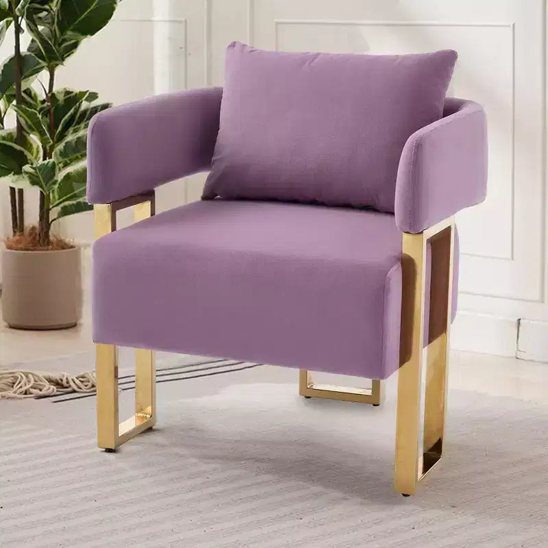 Lot de 2 fauteuils d'appoint modernes rembourrés avec pieds en métal doré pour salon, chambre ou bureau