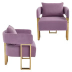 Lot de 2 fauteuils d'appoint modernes rembourrés avec pieds en métal doré pour salon, chambre ou bureau