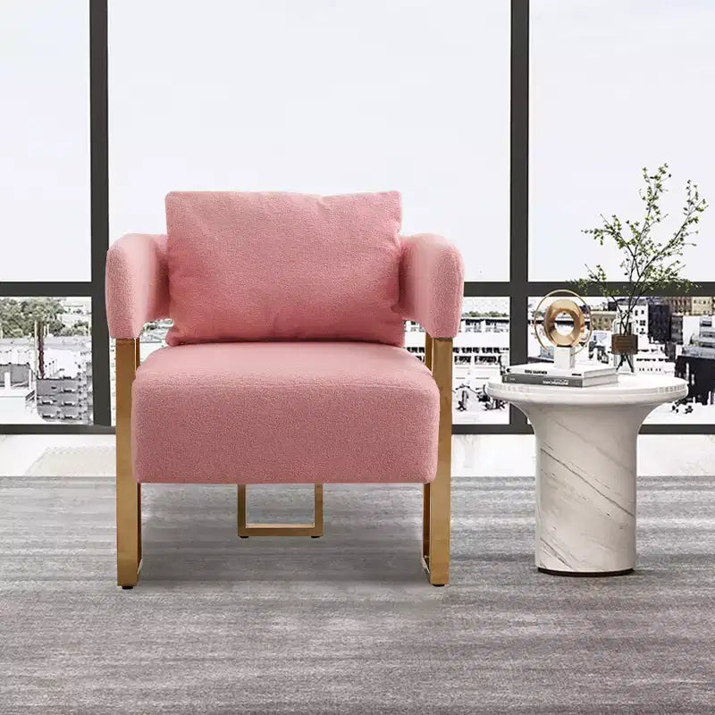 Lot de 2 fauteuils d'appoint modernes rembourrés avec pieds en métal doré pour salon, chambre ou bureau
