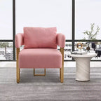 Lot de 2 fauteuils d'appoint modernes rembourrés avec pieds en métal doré pour salon, chambre ou bureau