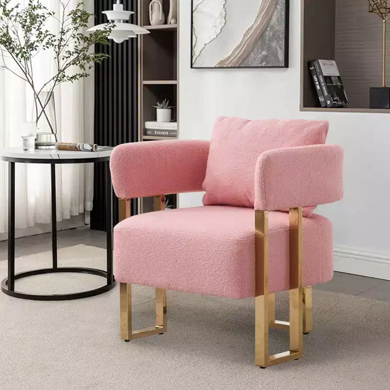 Lot de 2 fauteuils d'appoint modernes rembourrés avec pieds en métal doré pour salon, chambre ou bureau