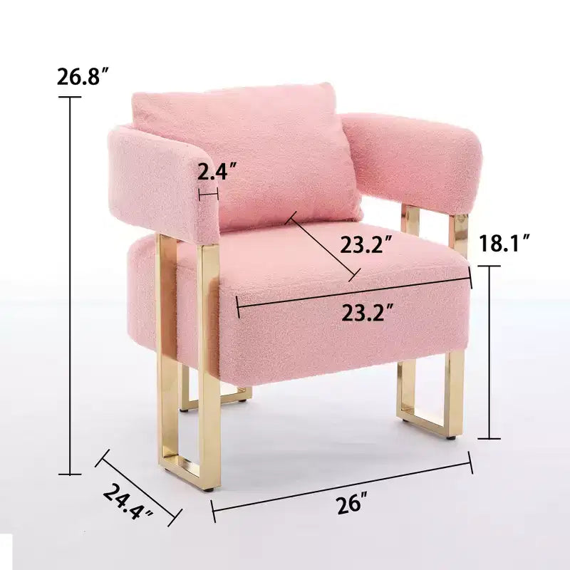 Lot de 2 fauteuils d'appoint modernes rembourrés avec pieds en métal doré pour salon, chambre ou bureau