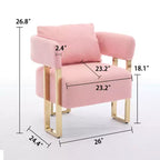 Lot de 2 fauteuils d'appoint modernes rembourrés avec pieds en métal doré pour salon, chambre ou bureau