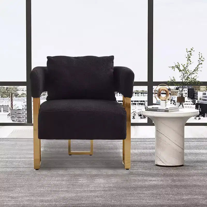 Lot de 2 fauteuils d'appoint modernes rembourrés avec pieds en métal doré pour salon, chambre ou bureau