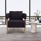 Lot de 2 fauteuils d'appoint modernes rembourrés avec pieds en métal doré pour salon, chambre ou bureau