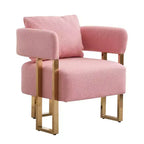 Lot de 2 fauteuils d'appoint modernes rembourrés avec pieds en métal doré pour salon, chambre ou bureau
