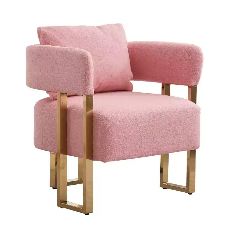 Lot de 2 fauteuils d'appoint modernes rembourrés avec pieds en métal doré pour salon, chambre ou bureau
