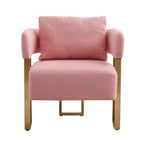 Lot de 2 fauteuils d'appoint modernes rembourrés avec pieds en métal doré pour salon, chambre ou bureau