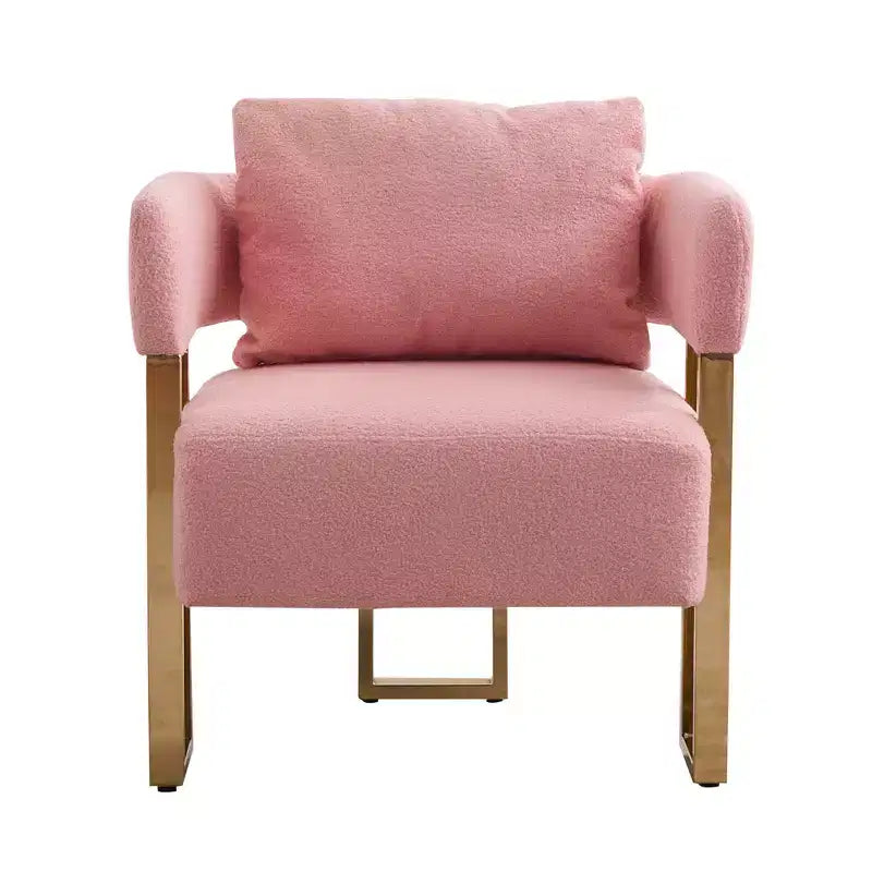Lot de 2 fauteuils d'appoint modernes rembourrés avec pieds en métal doré pour salon, chambre ou bureau