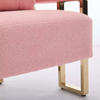Lot de 2 fauteuils d'appoint modernes rembourrés avec pieds en métal doré pour salon, chambre ou bureau